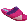Zapatillas de casa de verano de rizo con cuña en rosa fuxia morado combinados, muy ligera