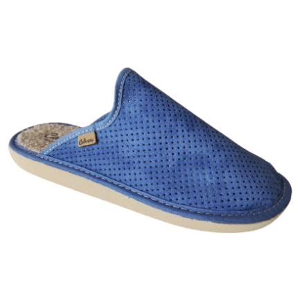 CABRERA 2428 AZUL AZAFATA - Zapatillas de casa para mujer de primavera con la puntera cerrada en microfibra picada