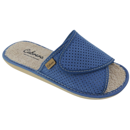 CABRERA 2461 AZUL AZAFATA - Zapatillas de casa para mujer de primavera con cierre de velcro en microfibra picada