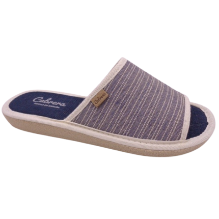 Cabrera 2364 azul - Zapatillas de casa para mujer de rayas
