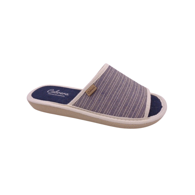 Cabrera 2364 azul - Zapatillas de casa para mujer de rayas