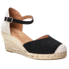 Cabrera 29-5 negro Sandalias de cuña de 5 cuerdas de yute con la puntera cerrada en antelina