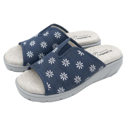 Plumaflex - Zapatillas de puntera abierta en cuña en tela con estampado de florecitas