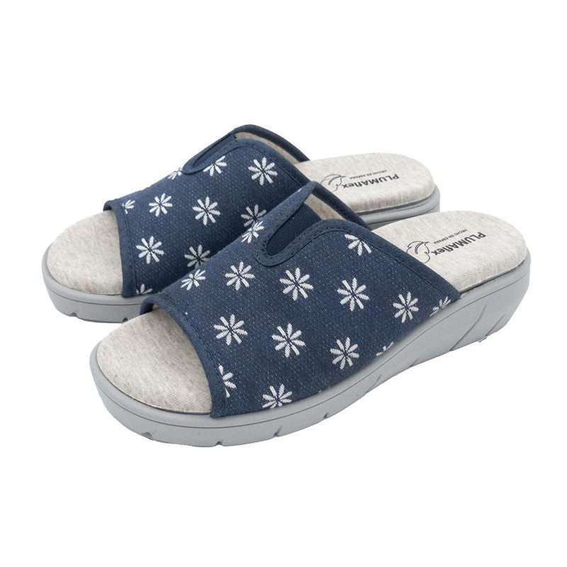 Plumaflex - Zapatillas de puntera abierta en cuña en tela con estampado de florecitas