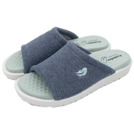 Plumaflex azul grisaceo - Zapatillas de casa para mujer en rizo con plantillas de gel