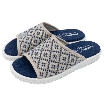Plumaflex rombos tela - Zapatillas de casa para mujer en tela con plantillas de gel