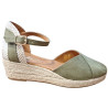 Cabrera 54-3 verde - Sandalias de cuña baja de yute de antelina con empeine cruzado
