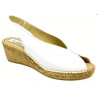 Sandalias de piel sobre cuña de yute de 5 cuerdas color blanco