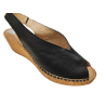 Sandalias de piel sobre cuña de yute de 5 cuerdas color negro