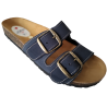 Sandalias de piel para hombre con dos hebillas en azul marino