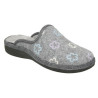 Zapatillas de casa abiertas en paño con flores bordadas, plantilla almohadillada