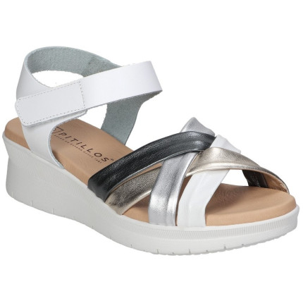 PITILLOS 5540 BLANCO - Sandalias de cuña en piel para mujer