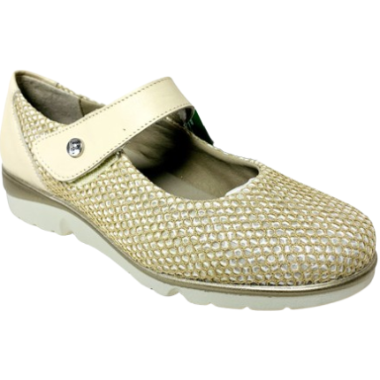 Pitillos 5762 crema-oro - Zapatos para mujer con cierre de velcro