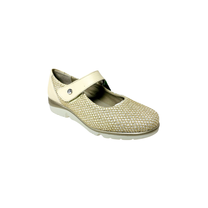Pitillos 5762 crema-oro - Zapatos para mujer con cierre de velcro