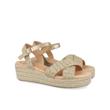 MUSTANG 59553 NATURAL - Sandalias con cuña de yute