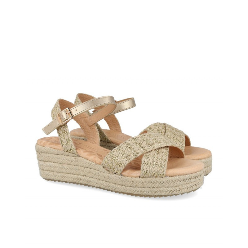 MUSTANG 59553 NATURAL - Sandalias con cuña de yute