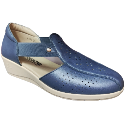 TREINTAS 4104 azul - Sandalias de piel con ajuste de elásticos