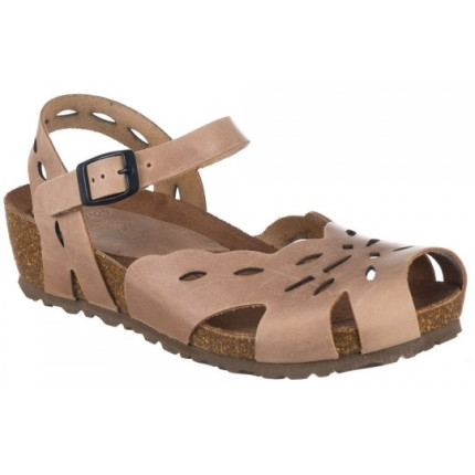 Interbios 5391 beige - Sandalias anatómicas con cuña en piel engrasada
