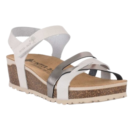 Interbios 5803 blanco - Sandalias de plantillas acolchadas y tiras combinadas