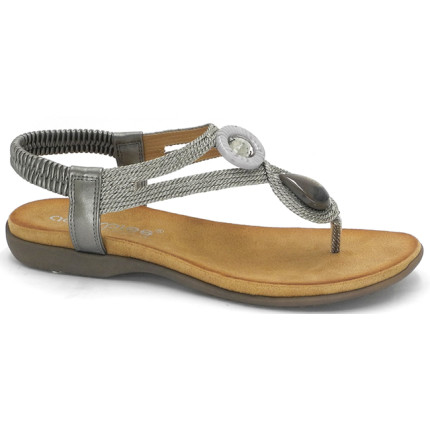 AMARPIES 23574 plomo - Sandalias planas de dedo en tonos metalizados