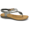 AMARPIES 23574 plomo - Sandalias planas de dedo en tonos metalizados