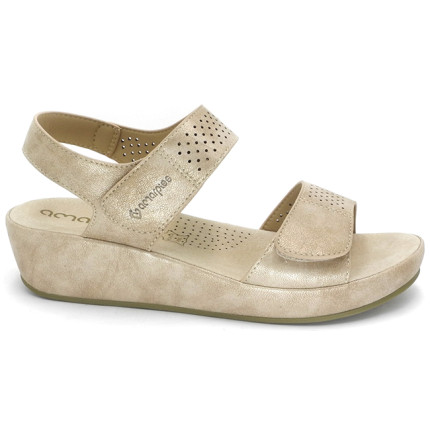 AMARPIES 23587 PLATINO - sandalias de cuña con cierre de velcros