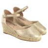 AMARPIES 26484 platino - Sandalias con mediana cuña de yute de cinco cuerdas en antelina con pulsera al tobillo