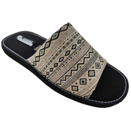 Zapatillas de casa para hombre de verano en tela estampado negro