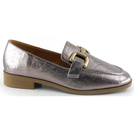 AMARPIES 26165 platino - Mocasines metalizados con adorno en empeine