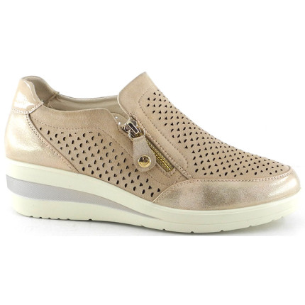 AMARPIES 26302 beige - Zapatos con cuña y cierre de cremallera