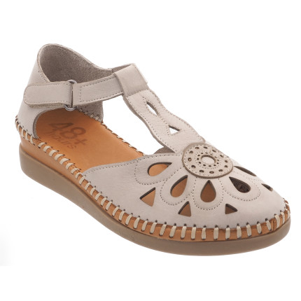 48 horas 4105 beige - Sandalias de puntera cerrada en piel calada