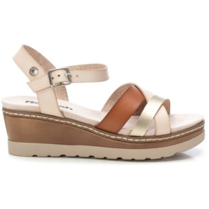 Refresh 171785 beige - Sandalia de cuña con tiras combinadas