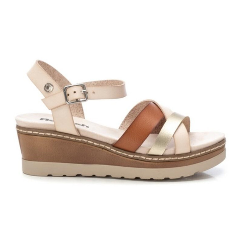 Refresh 171785 beige - Sandalia de cuña con tiras combinadas
