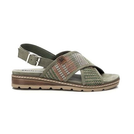 Refresh 171824 verde - Sandalias de cuña baja con tiras cruzadas