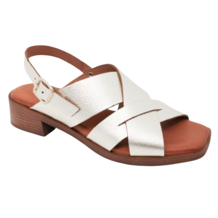 Wikers 130658 platino - Sandalias de piel de tiras cruzadas