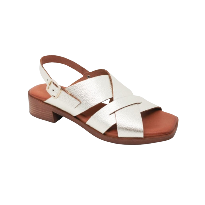 Wikers 130658 platino - Sandalias de piel de tiras cruzadas