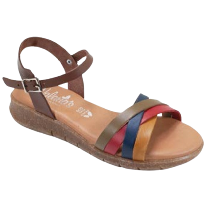 Valerias 1143 multicolor - Sandalias planas para mujer con cierre de velcro