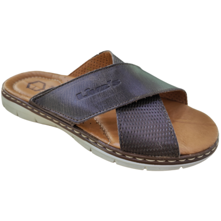 Sandalias para hombre de tiras cruzadas en piel marrón