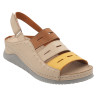 48 horas 5303 beige marrón mostaza - Sandalias de piel con cuña anatómicas