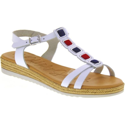 Oh my sandals 5201 blanco - Sandalias tira central adornos