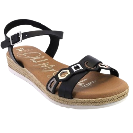 Oh my sandals 5202 negro - Sandalias de piel con hebilla