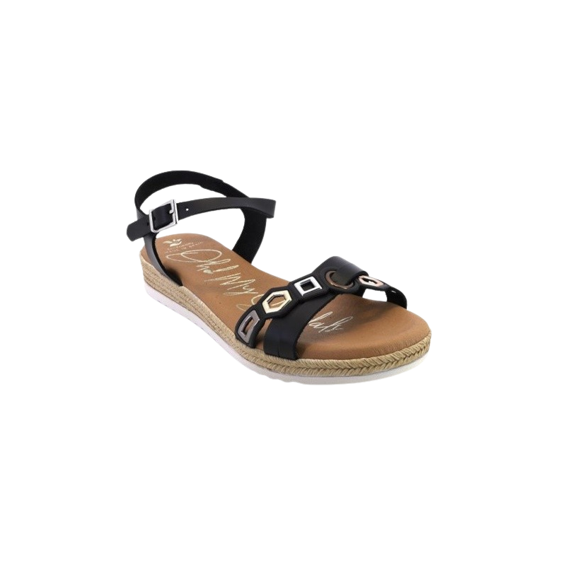 Oh my sandals 5202 negro - Sandalias de piel con hebilla