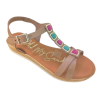 Oh my sandals 5201 taupe - Sandalias tira central adornos