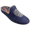 Norteñas 103525 azul marino - Zapatillas de casa de primavera en tela con cuñita forrada y empeine con escudo bordado
