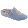 Norteñas 103525 azul claro jeans - Zapatillas de casa de primavera en tela con cuñita forrada y empeine con escudo bordado