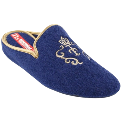 Norteñas 9-35-23 azul marino - Zapatillas de casa de rizo con escudo bordado