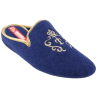 Norteñas 9-35-23 azul marino - Zapatillas de casa de rizo con escudo bordado