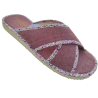 DESPINOSA 1530-L granate - Zapatillas de casa para mujer de tela, planas, tiras cruzadas