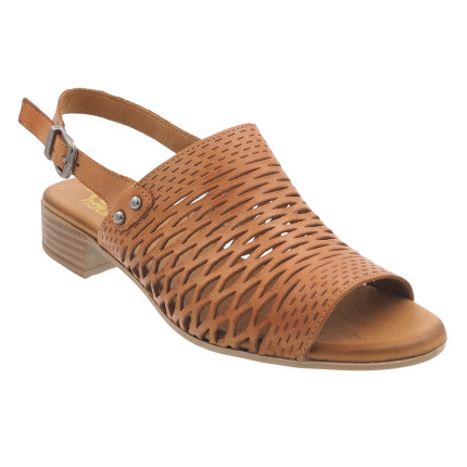 48 horas 5701 marrón - Sandalias de piel calada con pequeño tacón