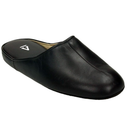Zapatillas para estar en casa hechas en piel para hombre color marrón, suela silenciosa Fabricada en Menorca